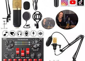 Complete Home Studio Recording Kit Music Podcast Mixer Condenser Microphone Set