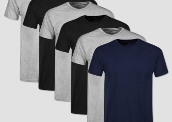 Hanes 6-pack Mens T-Shirt Moisture-Wicking Cotton Crewneck Tees Black, Gray XL