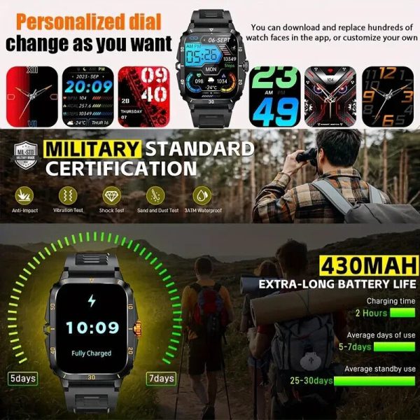 SL-TECH SMARTWATCH 1.96" 430mAh WATERPROOF BLUETOOTH Fitness for SAMSUNG/iPHONE - Image 4