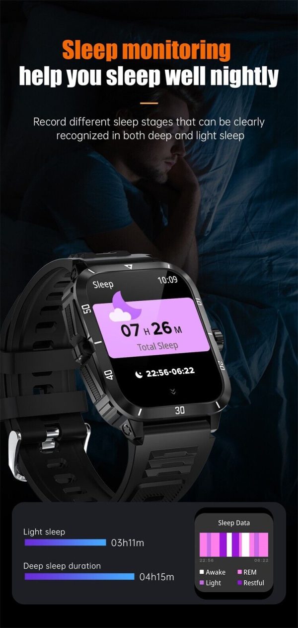 SL-TECH SMARTWATCH 1.96" 430mAh WATERPROOF BLUETOOTH Fitness for SAMSUNG/iPHONE - Image 11