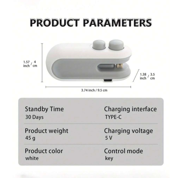 Mini Bag Sealer Rechargeable Bag Sealer 2 In 1 Bag Sealer Heat Seal With Cutter - Image 5