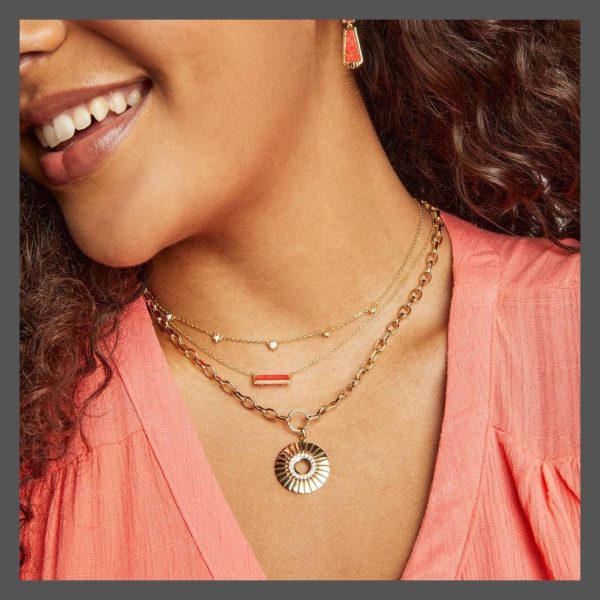 Kendra Scott Necklace Chain White Crystal Bold Gold Hattie - Image 3