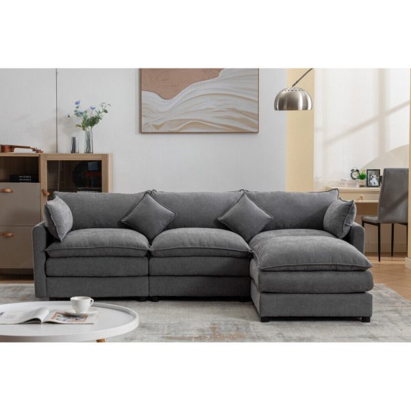 Modern Modular Sectional Sofa L-Shaped Sofa 3-Seater w/ Ottoman for Living Room - Image 2