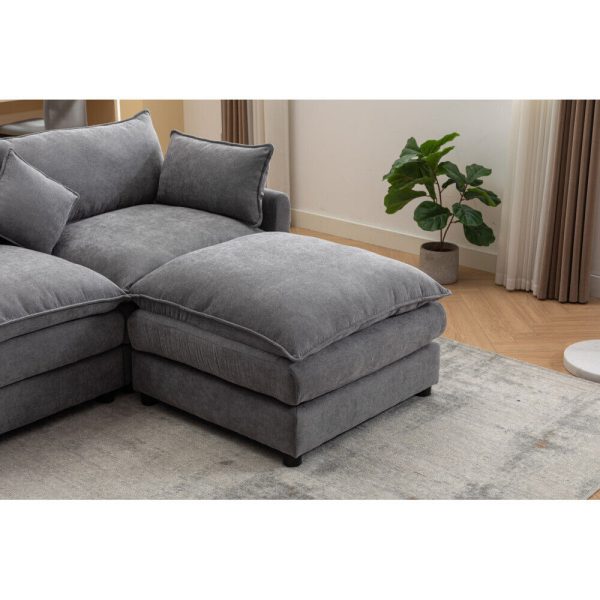 Modern Modular Sectional Sofa L-Shaped Sofa 3-Seater w/ Ottoman for Living Room - Image 11