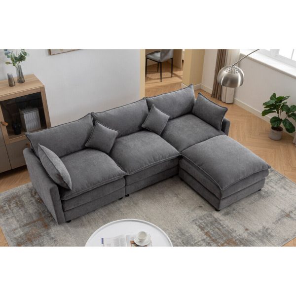 Modern Modular Sectional Sofa L-Shaped Sofa 3-Seater w/ Ottoman for Living Room - Image 3