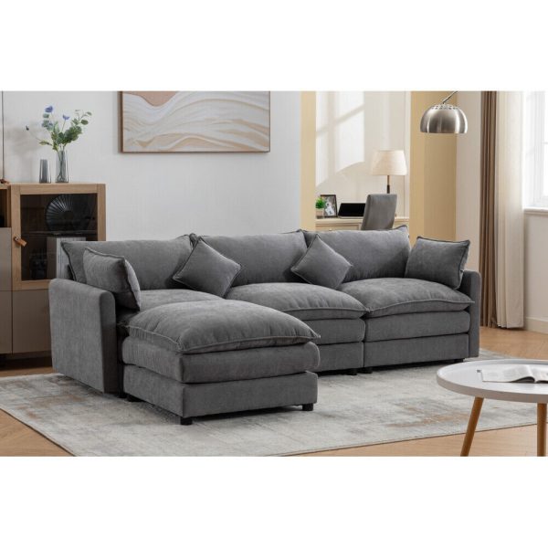Modern Modular Sectional Sofa L-Shaped Sofa 3-Seater w/ Ottoman for Living Room - Image 5