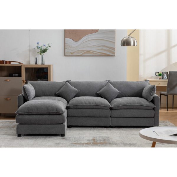 Modern Modular Sectional Sofa L-Shaped Sofa 3-Seater w/ Ottoman for Living Room - Image 6