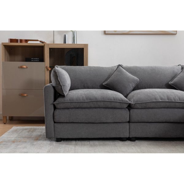 Modern Modular Sectional Sofa L-Shaped Sofa 3-Seater w/ Ottoman for Living Room - Image 7