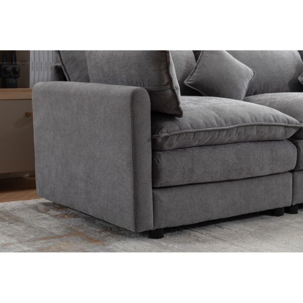Modern Modular Sectional Sofa L-Shaped Sofa 3-Seater w/ Ottoman for Living Room - Image 8