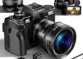 G-Anica Digital Camera, 48MP Cameras for Photography with WiFi & App Control, 4K Vlogging Camera for YouTube,Compact Camera,Perfect for Entry-Level Users and Beginners with Macro&Wide Lens-32GB Card  Electronics