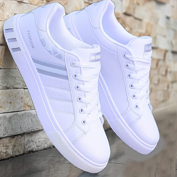 Men'S Striped Design Skate Shoes, Breathable And Comfortable, with Good Traction, Casual Sports Style, Low Top, Lace-Up, Round Toe, All-Season, Outdoor, Universal, Street, Casual Sports Shoes | Striped Design Shoes | Comfortable Footwear - Image 6