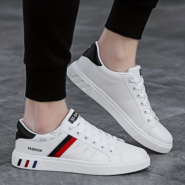 Men'S Striped Design Skate Shoes, Breathable And Comfortable, with Good Traction, Casual Sports Style, Low Top, Lace-Up, Round Toe, All-Season, Outdoor, Universal, Street, Casual Sports Shoes | Striped Design Shoes | Comfortable Footwear - Image 8