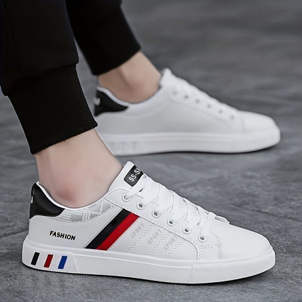 Men'S Striped Design Skate Shoes, Breathable And Comfortable, with Good Traction, Casual Sports Style, Low Top, Lace-Up, Round Toe, All-Season, Outdoor, Universal, Street, Casual Sports Shoes | Striped Design Shoes | Comfortable Footwear - Image 11