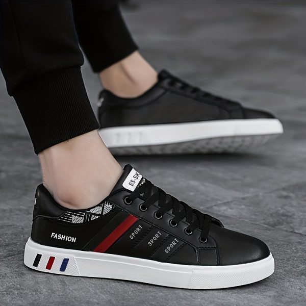 Men'S Striped Design Skate Shoes, Breathable And Comfortable, with Good Traction, Casual Sports Style, Low Top, Lace-Up, Round Toe, All-Season, Outdoor, Universal, Street, Casual Sports Shoes | Striped Design Shoes | Comfortable Footwear - Image 12