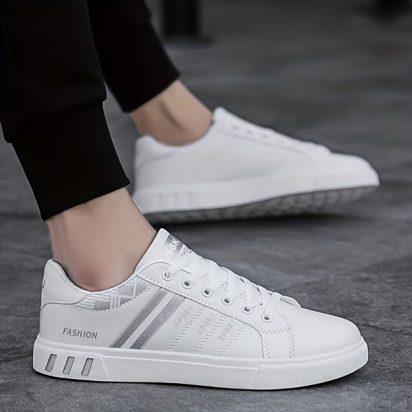 Men'S Striped Design Skate Shoes, Breathable And Comfortable, with Good Traction, Casual Sports Style, Low Top, Lace-Up, Round Toe, All-Season, Outdoor, Universal, Street, Casual Sports Shoes | Striped Design Shoes | Comfortable Footwear - Image 10