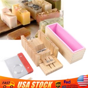 3pcs DIY Handmade Soap Making silicone Mold Making Tool Wooden Soap cutter Mold