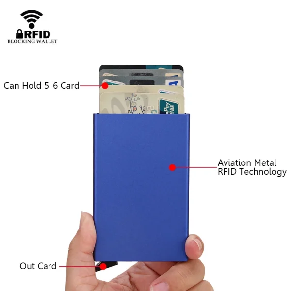 Rfid Smart Wallet Card Holder Metal Thin Slim Men Women Wallets Pop Up Minimalist Wallet Small Black Purse Vallet Walets for Men - Image 2