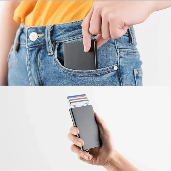 Rfid Smart Wallet Card Holder Metal Thin Slim Men Women Wallets Pop Up Minimalist Wallet Small Black Purse Vallet Walets for Men - Image 5