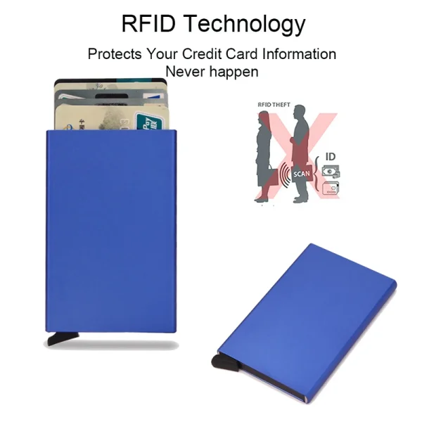 Rfid Smart Wallet Card Holder Metal Thin Slim Men Women Wallets Pop Up Minimalist Wallet Small Black Purse Vallet Walets for Men - Image 3